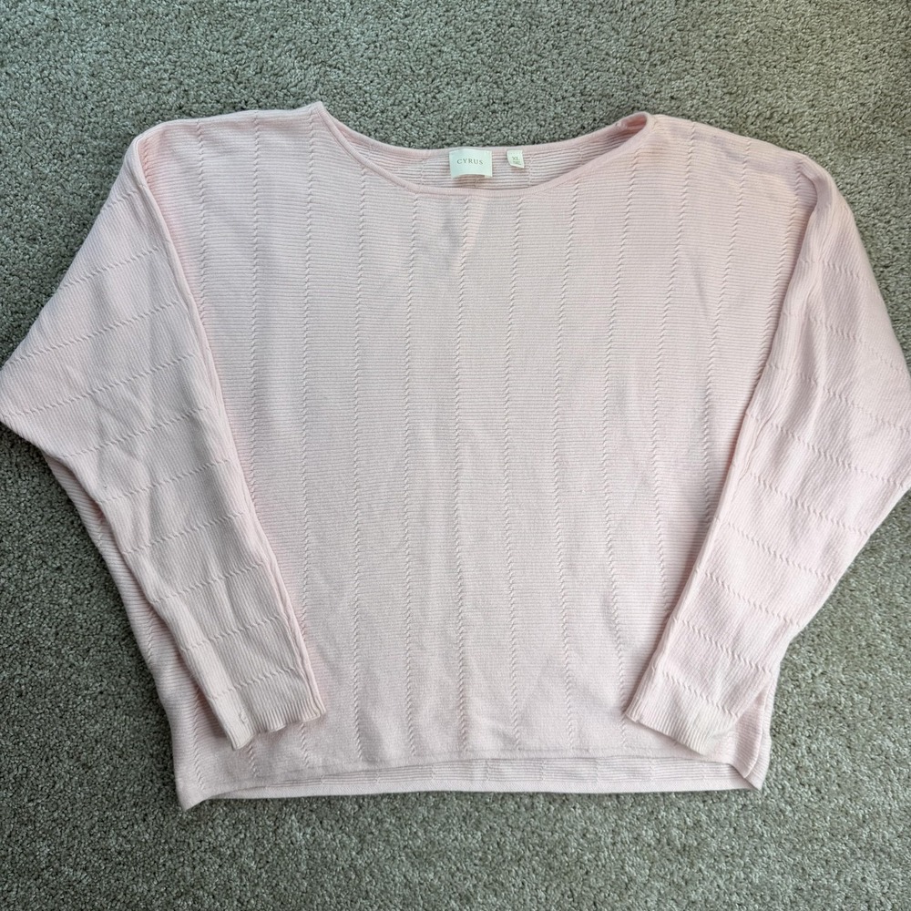 Cyrus Sweater Womens XL Pink Boat Neck Dolman Long Sleeve Tight-Knit Pullover